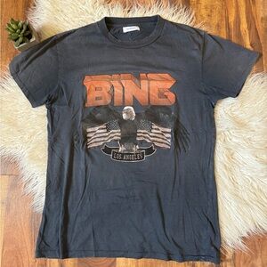 Anine Bing Black Graphic Tee with Orange Accents